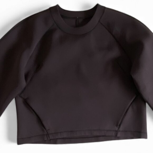 Lululemon AirWrap Crew Cropped Sweater Black Sz 8 - Picture 4 of 11